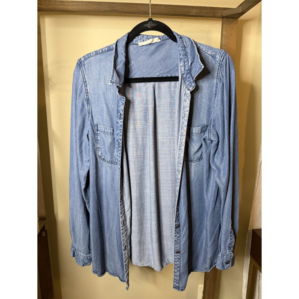 Love Stitch Women's Denim Style Top, Button Up, Size L